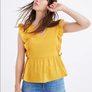 Madewell Yellow Polkadot Ruffled Top